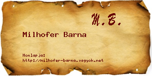 Milhofer Barna névjegykártya